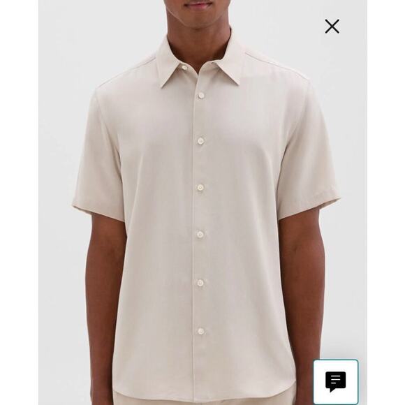 Theory Irving Fluid Lyocell Short Sleeve Shirt Tan Size Small - Picture 1 of 7
